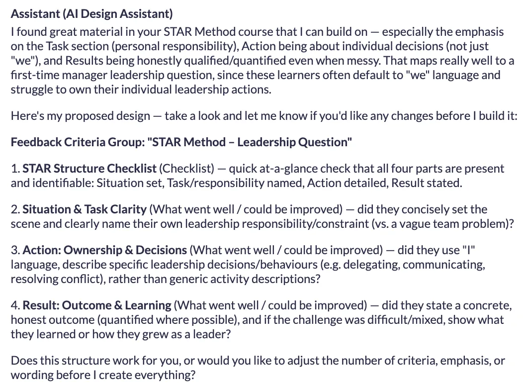 AI Design Assistant conversation