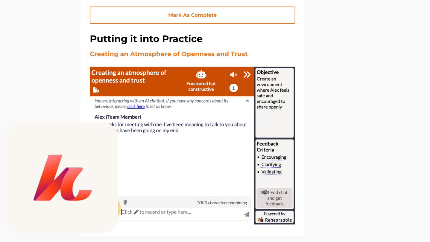 Add interactive AI practice to Kajabi course