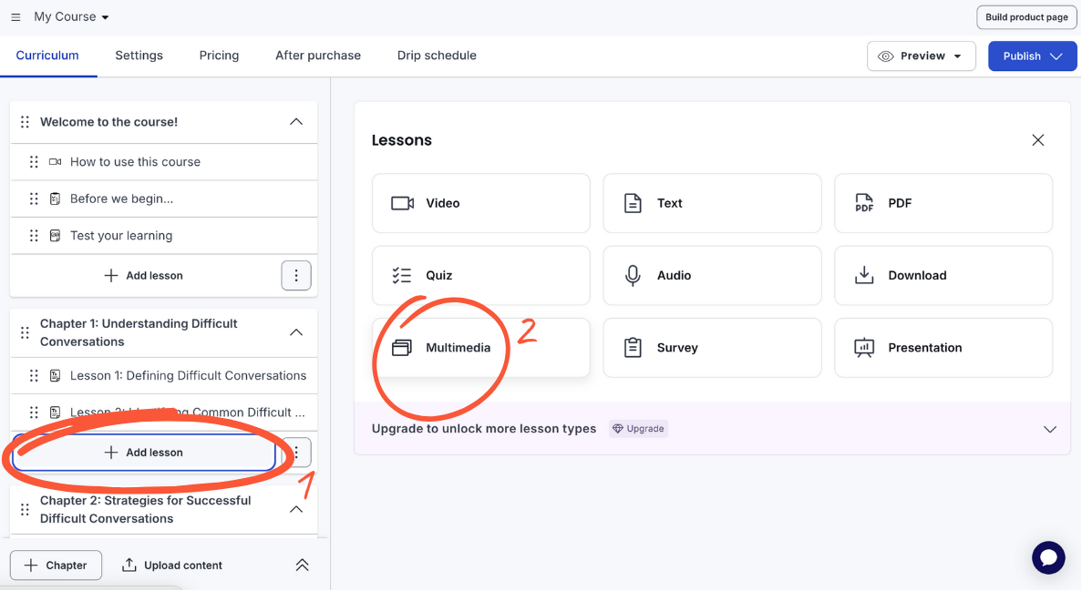 Thinkific interface showing 