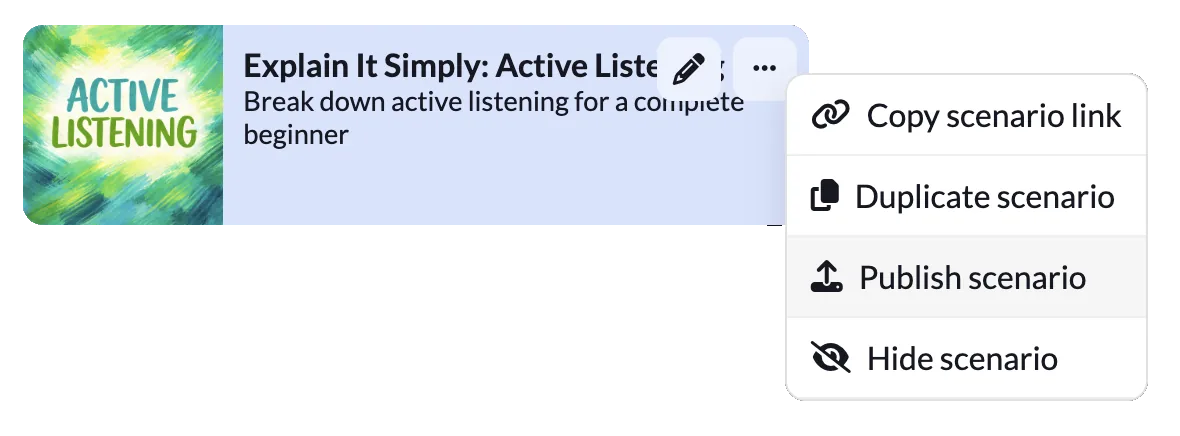 Publish menu with the embed code for Thinkific