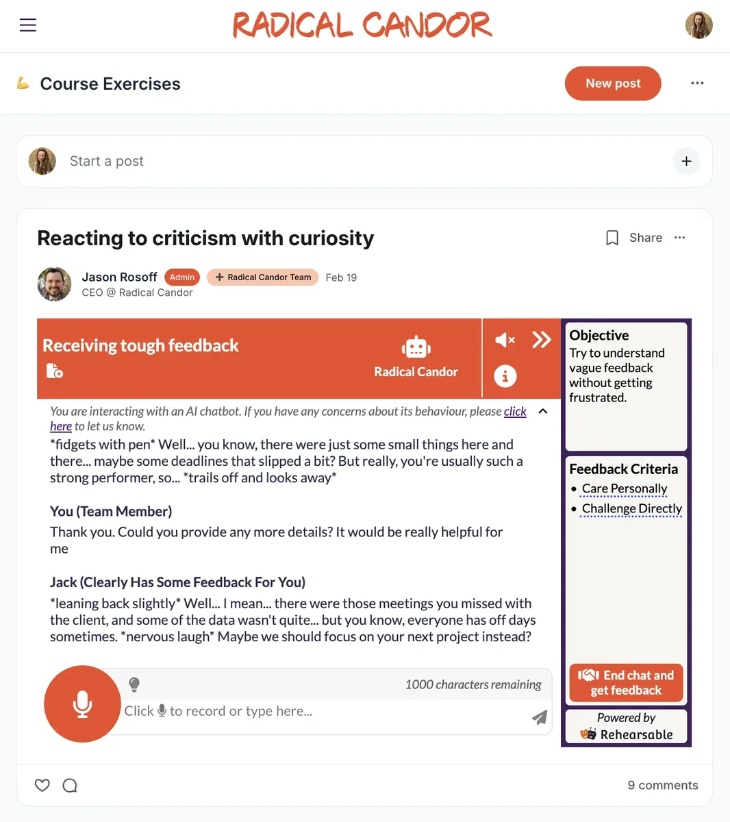 Course creators using Rehearsable