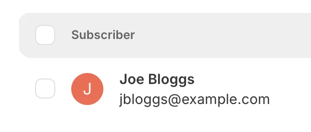Example subscriber in CRM